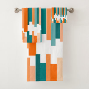 Jagged Lines – Teal and Orange  Bath Towel Set