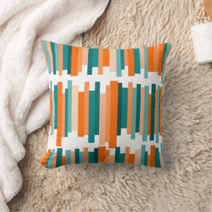 Jagged Lines – Teal and Orange  Throw Pillow