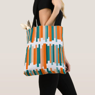 Jagged Lines – Teal and Orange Tote Bag