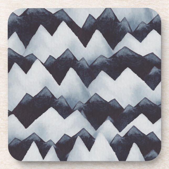Jagged Mountains Watercolor Coaster Set (Front)