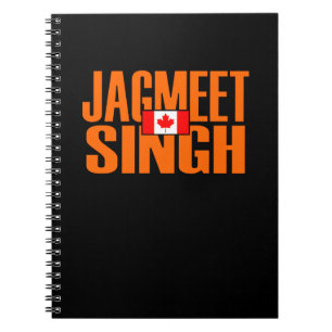Jagmeet Singh Orange Block Text Canadian Flag Notebook