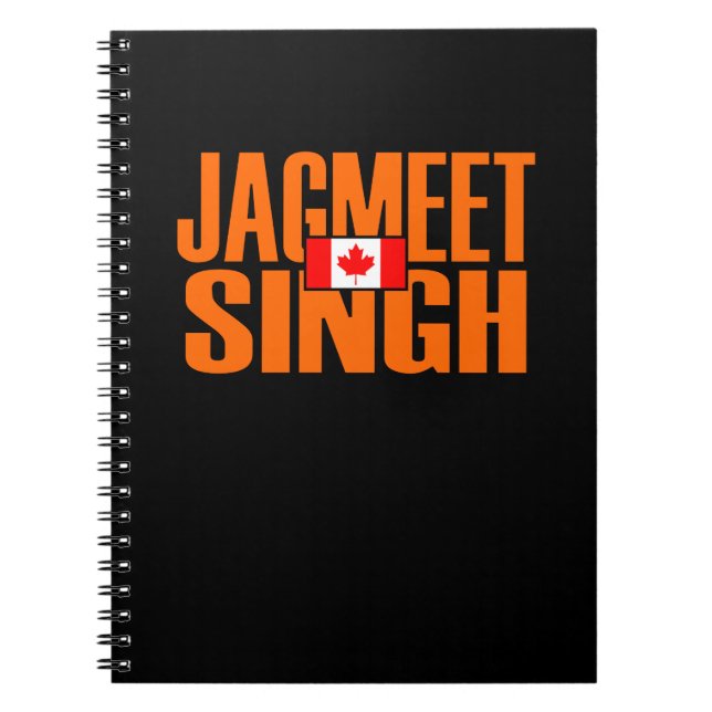 Jagmeet Singh Orange Block Text Canadian Flag Notebook (Front)