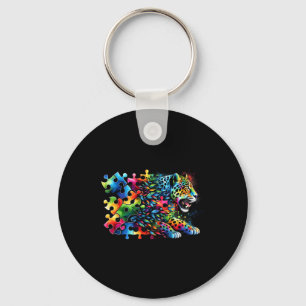 Jaguar Autism Awareness Month Autistic Colourful  Keychain