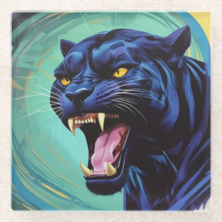 Jaguar - Black Panther Glass Coaster