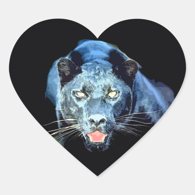 Jaguar - Black Panther Heart Sticker (Front)