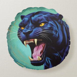 Jaguar - Black Panther  Round Pillow