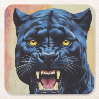 Jaguar - Black Panther  Square Paper Coaster