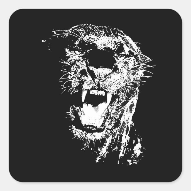 Jaguar - Black Panther Square Sticker (Front)