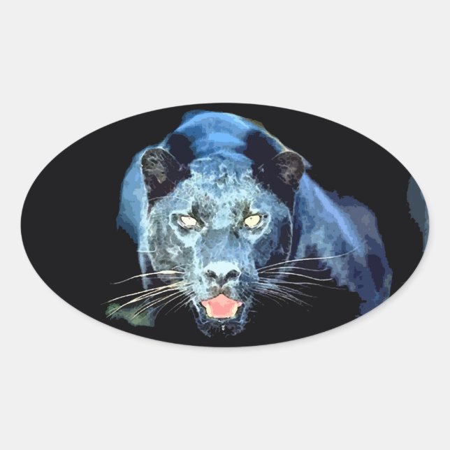Jaguar - Chat noir Stickers ovale chat (Devant)