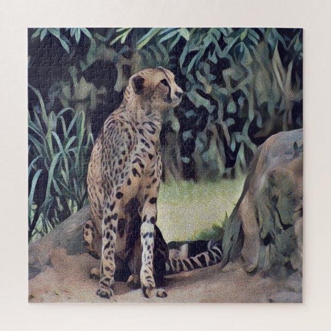 Jaguar Dans La Peinture À Huile Forestière, Puzzle (Vertical)