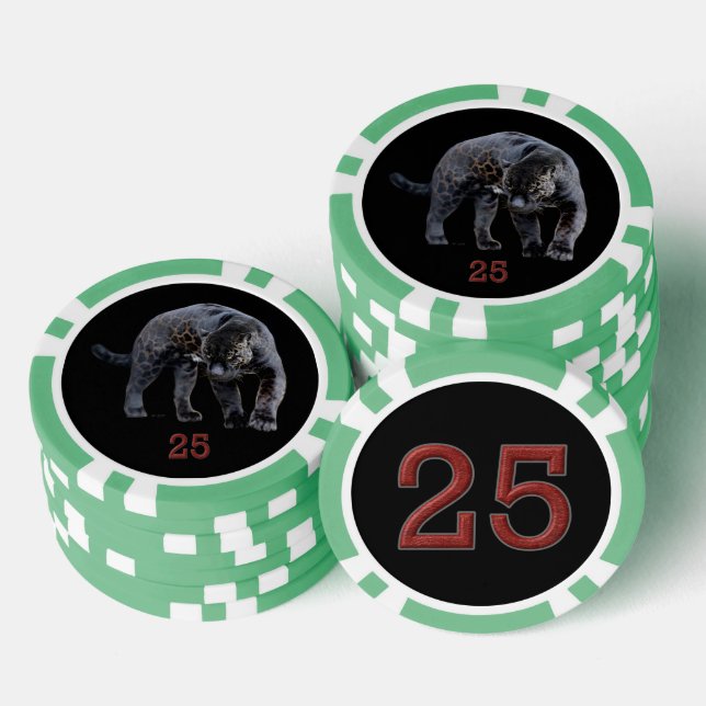 Jaguar Diablo black green 25 striped poker chip (Stack)