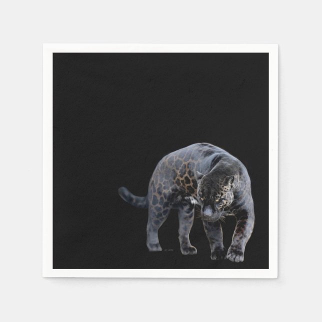 Jaguar Diablo black paper cocktail napkins (Front)