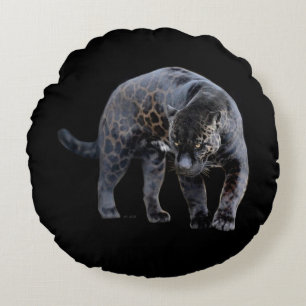 Jaguar Diablo black round poly throw pillow