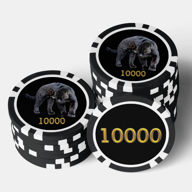 Jaguar Diablo blk black gold 1K striped poker chip (Stack)