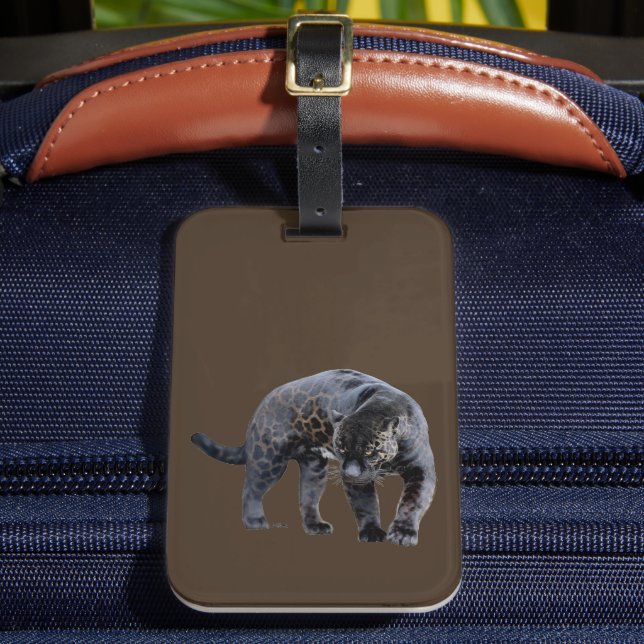 Jaguar Diablo brown luggage tag (Front Insitu 2)