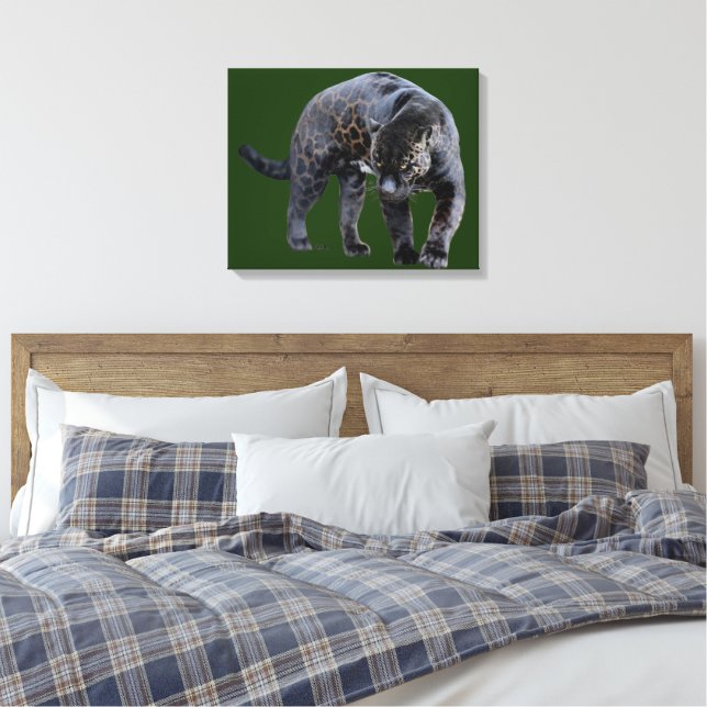 Jaguar Diablo green canvas print (Insitu(Bedroom))
