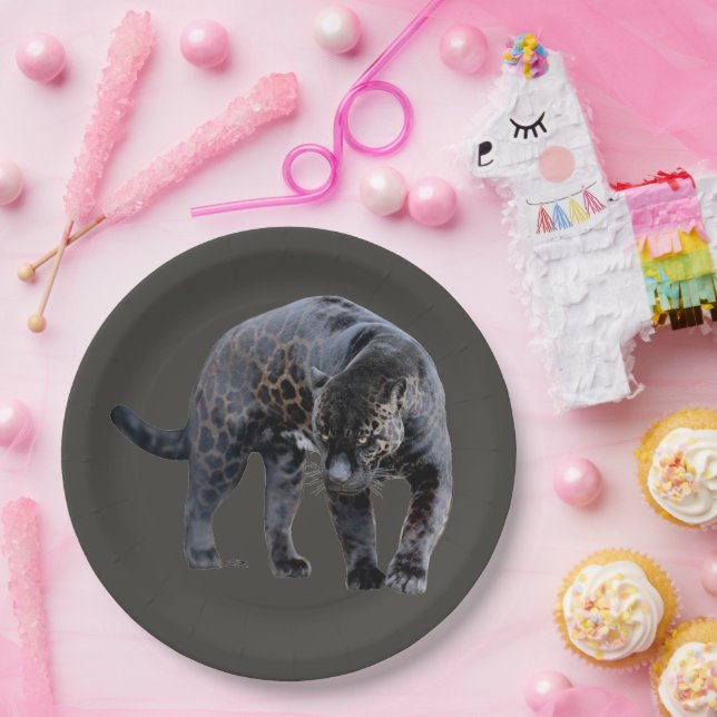 Jaguar Diablo grey large paper plates (Party)