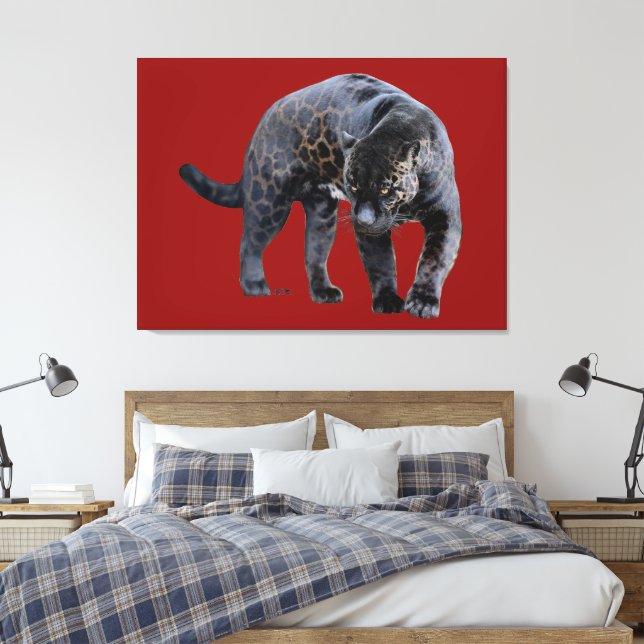Jaguar Diablo red canvas print (Insitu(Bedroom))