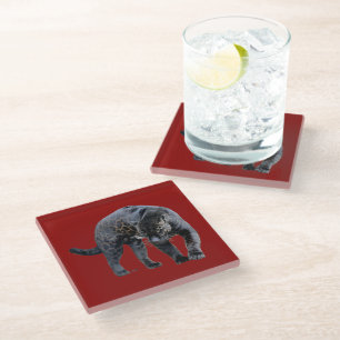 Jaguar Diablo red glass coaster