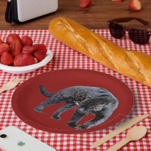 Jaguar Diablo red large paper plates