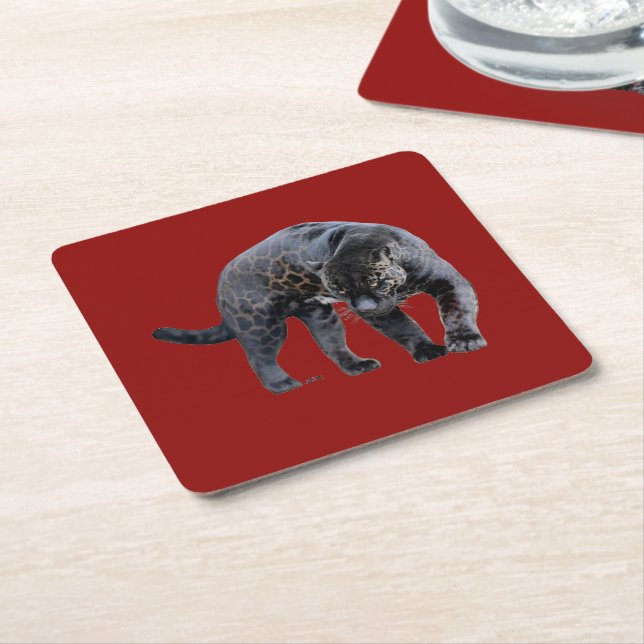 Jaguar Diablo red paper coasters (Angled)
