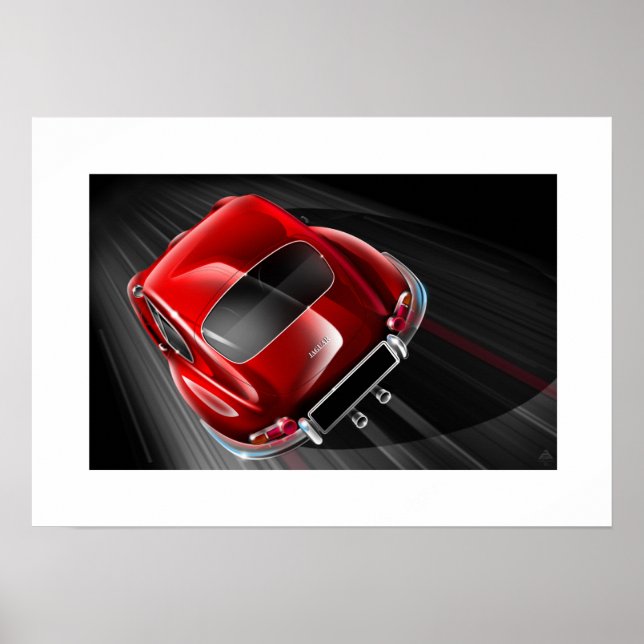 Jaguar E-Type coupe Red Poster (Front)