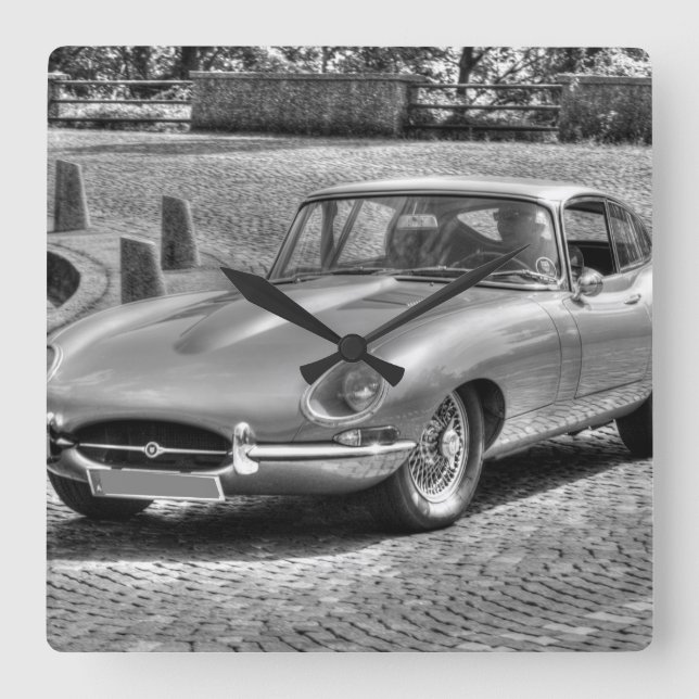 Jaguar E-Type Square Wall Clock (Front)