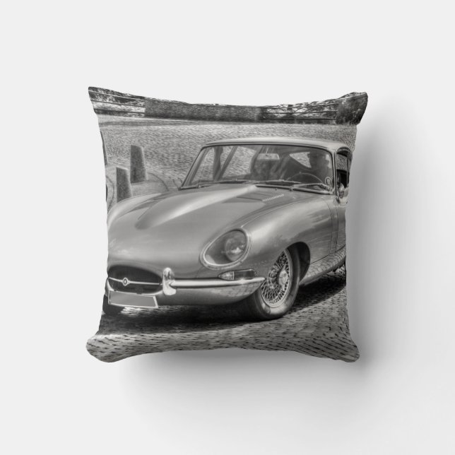 Jaguar E-Type Throw Pillow (Front)