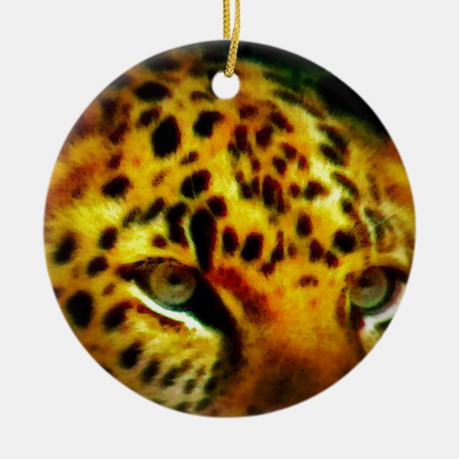 Jaguar Eyes Ceramic Ornament (Front)