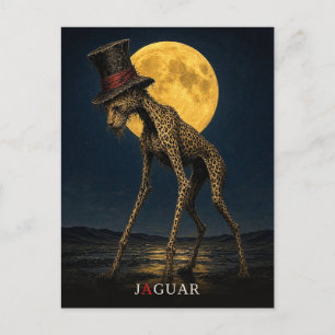 Jaguar Gothic Top Hat gothic Surreal Postcard