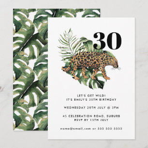 Jaguar Jungle Animal Print Get Wild 30th Birthday Invitation