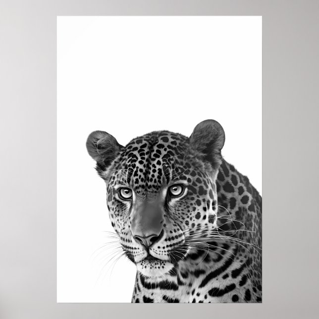 Jaguar Jungle Modern Portrait black white   Poster (Front)