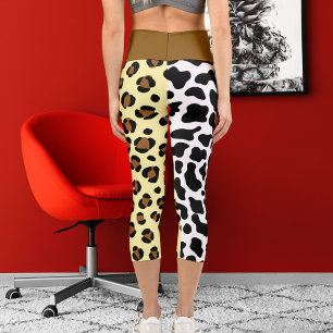 Jaguar Leopard Big Cat Pattern Spots Print Animal Capri Leggings