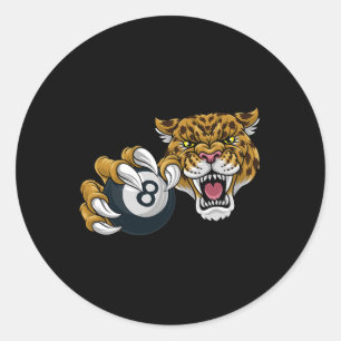 Jaguar Leopard Cheetah Pool Billiards Ll Cartoon C Classic Round Sticker