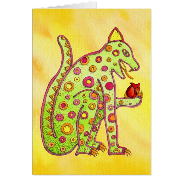Jaguar mangeant le coeur (carte de travail jaune) (Devant)