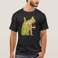 Jaguar mangeant le T-shirt de coeur