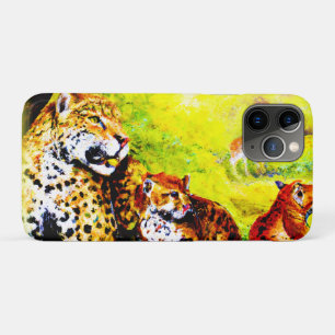 Jaguar Mom and Cubs Relaxing in Jungle. Buy Now iPhone 11 Pro Case
