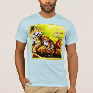 Jaguar Mom and Cubs Relaxing in Jungle. Buy Now T-Shirt