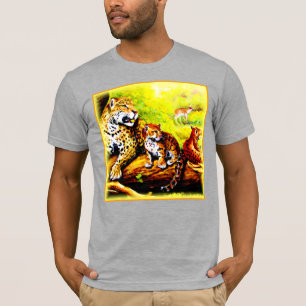 Jaguar Mom and Cubs Relaxing in Jungle. Buy Now T-Shirt