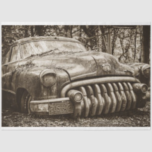Jaguar Old Car Vintage Sepia 20x30  Decoupage  Tissue Paper