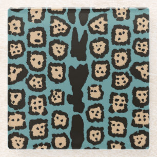 Jaguar Pattern in Beach Colours Glass Coaster