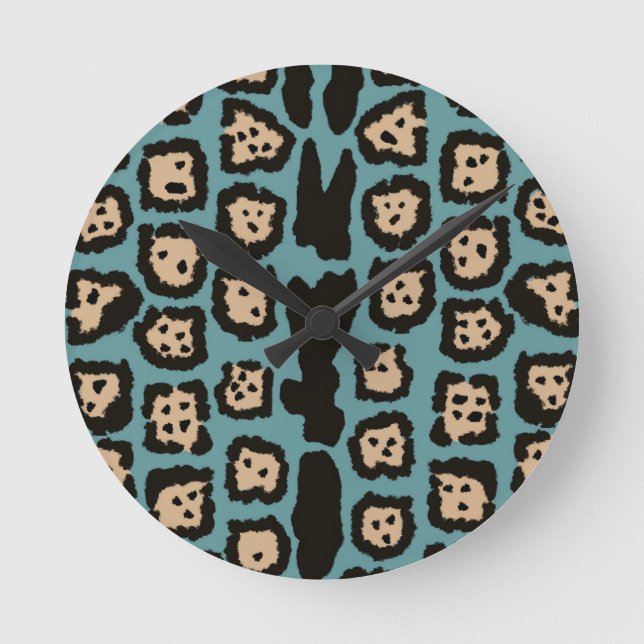 Jaguar Pattern in Beach Colours Round Clock (Front)