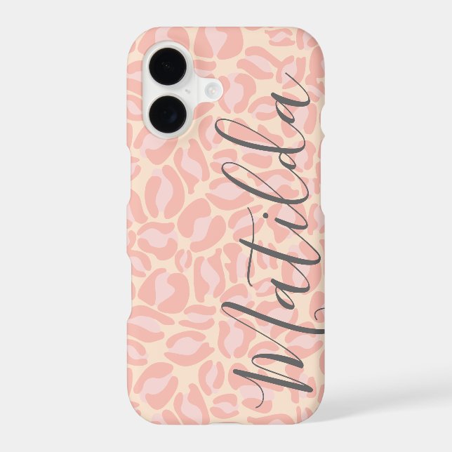 Jaguar Pattern Print Pink Pastel Personalized Name (Back)