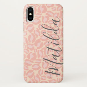 Jaguar Pattern Print Pink Pastel Personalized Name Case-Mate iPhone Case