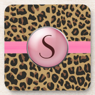 Jaguar Print Monogram Coaster