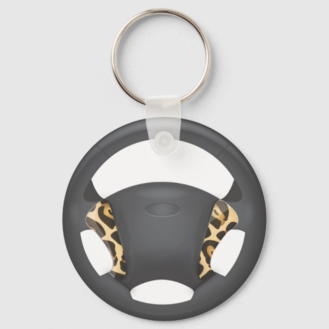 Jaguar Print Steering Wheel Keychain (Front)