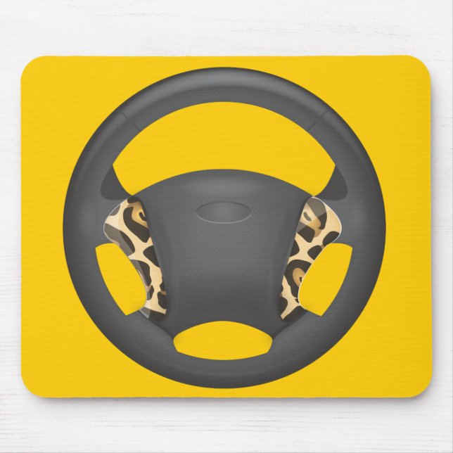 Jaguar Print Steering Wheel Mouse Pad (Front)