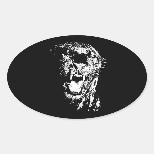 Jaguar Roaring Oval Sticker (Front)
