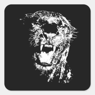 Jaguar Roaring Square Sticker