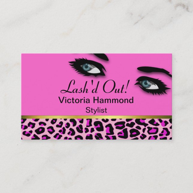 Jaguar rose chic et carte de visite de yeux (Devant)